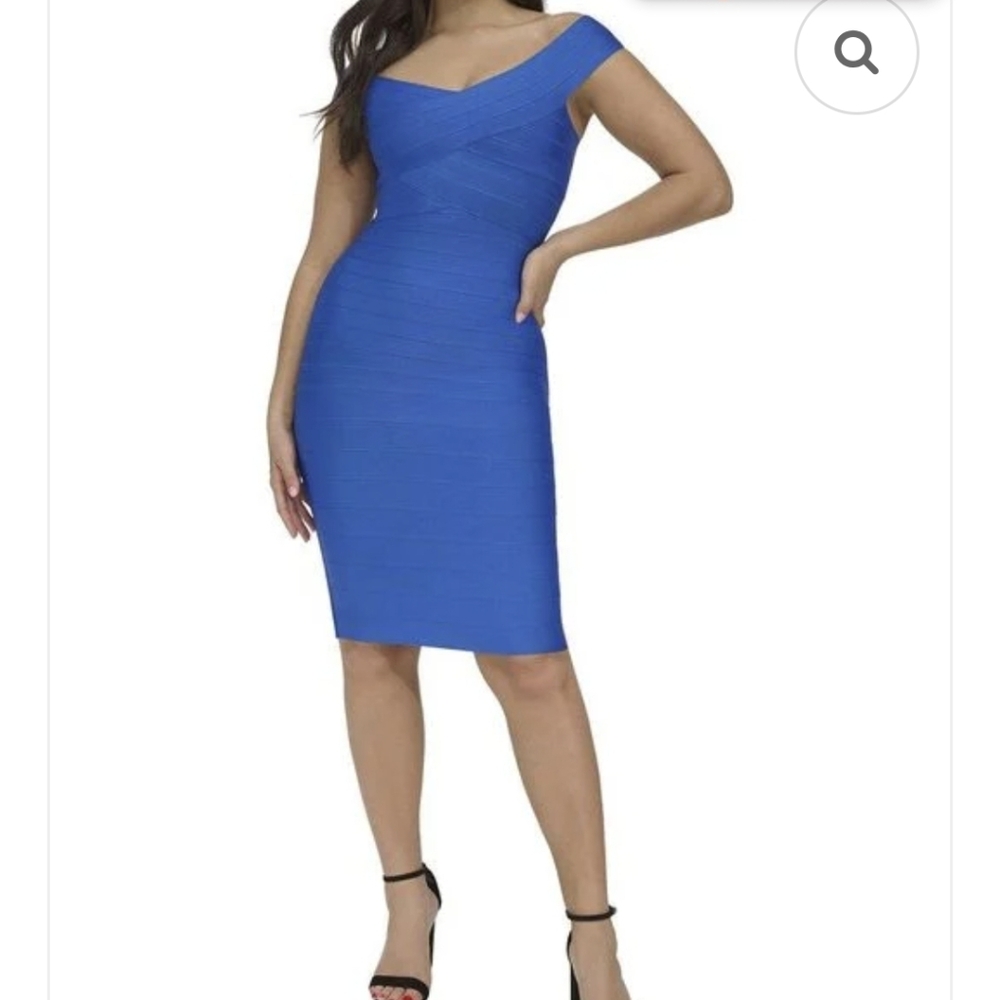Siena Women's Blue Off-Shoulder Bandage Dress Size 14
